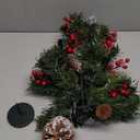 30" Christmas Table Centerpiece with 3 Candle Holders, Artificial Tabletop Xmas Decorations - Red Berries, Pine Cones and Steel Base Included, Christmas Centerpiece for Fireplace