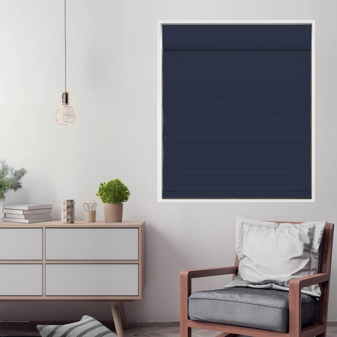 DEZ FURNISHINGS Cordless Blackout Roman Cellular Shade, 25"W x 72"H, Navy