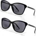 Premium Bifocal Reading Sunglasses for Women, Retro Cateye Sun Readers UV400 Protection, Classic Shades (2PC Black, 1.25)