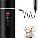 Car Kettle, 12V/24V Portable Electric Travel Kettle 420ML & 304 Stainless Steel Water Boiler with Built-in Magnetic Induction Stirring Temperature Adjustable Bottle Warmer for Tea Coffee Milk
