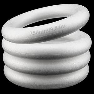 MAHIONG Pack of 4, 10 Inch Craft Foam Wreath, White Polystyrene Foam Circles Ring, Round Foam Wreath Form for Crafts DIY Arts Floral Projects Home Wedding Decor