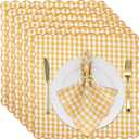 SmoothNovelty 12 Pack Buffalo Plaid Cloth Napkins 18x18 Inch Checkered Cloth Napkins Scalloped Soft Cotton Table Mat Washable Reusable for Dinner Wedding Holiday Birthday Parties (Classic,Yellow)