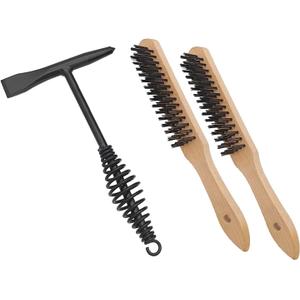Welding Chipping Hammer with Coil Spring Handle,10.5",Cone and Vertical Chisel,11" Wire Brush (Black-3pc)