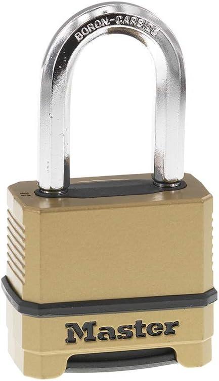 Master Lock Combination Lock, Heavy Duty Weatherproof Padlock, Resettable for Outdoor Use, Brass Finish, M175XDLF (1.2 x 2 x 3.87 inches (1 Pack))