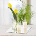 JAMBALAY 12" Glass Mirror Centerpieces for Table, Set of 12 Mirror Centerpieces, Square Glass Mirror Tiles, Candle Plates, Tray, for Wedding and Parties