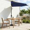 JEAREY 9ft Half Umbrella Outdoor Patio Umbrella Market Umbrellas with Crank, 1/2 Round Wall Umbrella 5 Sturdy Ribs UV Protection for Pool Garden Balcony Deck, Navy