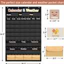 Fancy Land Boho Calendar and Weather Pocket Chart for Kids with 148 Cards Classroom Calendar Pocket Chart School Homeschool Calendar Classroom Supplies Large 44.5" x 28.3"