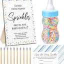 Qilery 122 Pcs Baby Shower Games Guess How Many Sprinkles Included Standing Sign 100 Guessing Cards 20 Pencils 1 Baby Bottle for Gender Reveal Party Favor No Sprinkles(Blue)