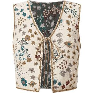 GORGLITTER Women's Sleeveless Western Rodeo Country Concert Cowgirl Outfit Tie Front Cardigan Vest Top Casual Trendy (Medium, Multicolor)