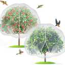 Fruit Tree Netting with 2-Way Zipper & Drawstring - 4'x6' Garden Plant Net Pest Barrier to Prevent Cicadas Bird Squirrel Deer - Bug Protection for Blueberry Tomato with Fine Mesh Insect Cover (2 Pack)