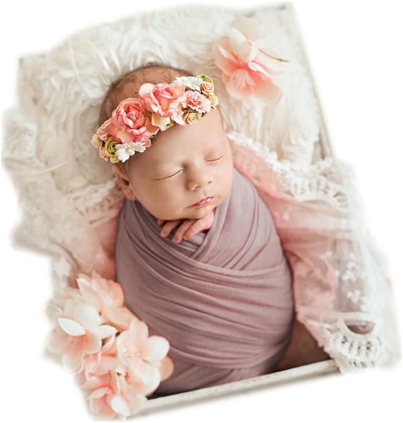 Coberllus Newborn Baby Photo Props Blanket Stretch Without Wrinkle Wrap Swaddle for Boy Girls Photography Shoot (Light Brown)