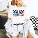 Racing Shirt Women Race Day Checkered Flag Printed Tshirt Car Race Team Lover Shirt Raceday Short Sleeve Tee Tops