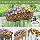 Y&M Deck Railing Planter Boxes, Adjustable Balcony Planter for Outdoor Plants, Metal Railing Planter Box for Deck, Fence and Porch, Window Boxes Outdoor, Sturdy Hanging Planter-24inch 2pcs