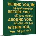2026 Graduation Wood Box Sign for Graduate Gifts, Positive Quote Behind You All Your Memories Wooden Box Block Sign for Grad Party Favors Supplies Tabletop Home, Green and Gold