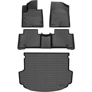 HAFIDI® Floor Mats & Cargo Liner Set Fit for 2013-2018 Hyundai Santa FE Sport All Weather Car Mats Protection TPE Anti-Slip Full Set Floor Liners Custom Accessories - Black
