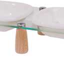 Elevated Cat Bowl and Dog Bowl - Ceramic Raised Pet Bowl with Acrylic & Beech Wood Stand for Neck & Whisker Relief,Non-Slip Glaze Weighted Food Water Set for Cats &Small Dogs 13.5OZ