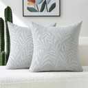 FUTEI Dark Grey Decorative Throw Pillow Covers 20x20 Inch Set of 2,Soft Chenille Phoenix Tail Leaf Textured Cushion Case,Modern Home Decor for Couch Bed Living Room