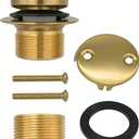 Toe-Touch tub Drain Kit, Universal Bath Drain Stopper with Two-Hole Overflow Plate, No Putty Installation, Fits 1-1/2" & 1-5/8" Threads - Champagne Bronze