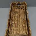 2 Pack Scalloped Toilet Tank Tray Topper Basket and Vanity Set 14.96x6.3 and 11.81x5.12 in Water Hyacinth Scalloped Decorative Vanity Tray Storage Countertop Bin for Paper Hand Towel Bathroom Spa