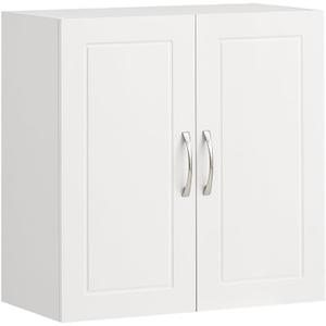 SoBuy Wall Cabinet for Laundry Room, Medicine Cabinet for Bathroom, Wall Storage Cabinet for Kitchen Garage, Linen Tower Bath Cabinet, Cabinet with Shelf, White FRG231-W