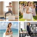 ECOHUB Lace Bows Canvas Tote Bag for Women, Suitable for Birthday, Beach, Wedding, Honeymoon (24L, Beige & Canvas & 24l)