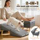 Dog Stairs for Small Dogs 16" H - Upgraded Non-Slip Dog Ramp for Couch, Foldable 2-in-1 Pet Ramp and Ottoman, Pet Stairs for Puppy, Pet Steps with Solid Wood Frame (Grey)