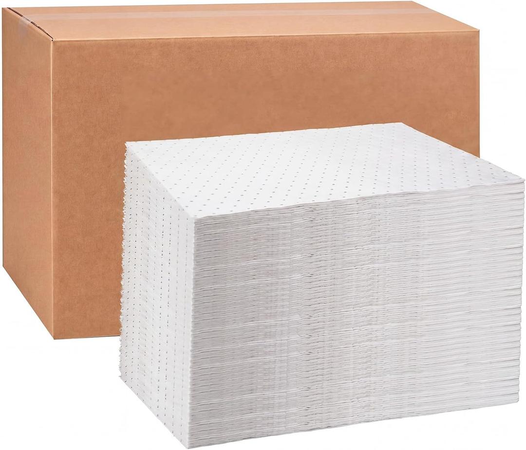 Hoolerry Oil Absorbent Pads Weight Dimpled Pad Garage Accessories Water Absorbent Mat Oil Spill Mat for Absorbing Protecting Home Garage Basement(9.8 x 13 Inch,White,100 Pcs)