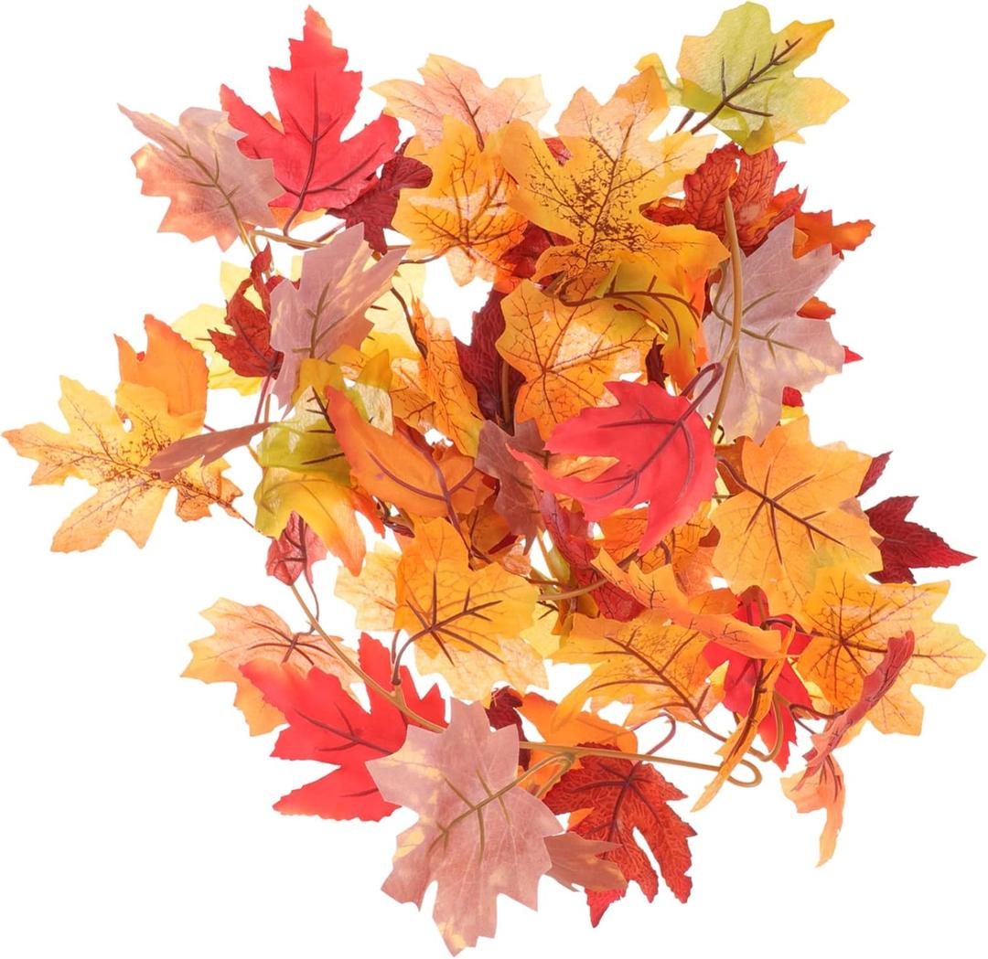 Artificial Maple Leaf Garland for Fall Decor Faux Autumn Vine Wall Hanging for Indoor and Outdoor Thanksgiving Decoration Richly Leaves Easy Maintenance