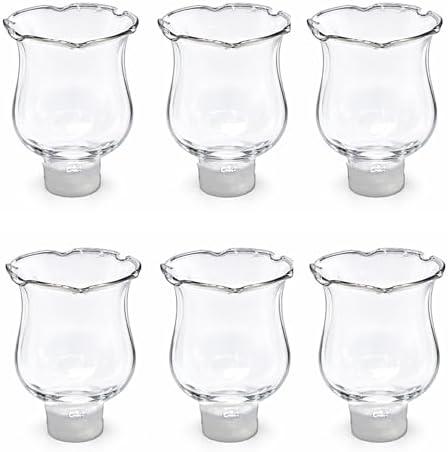 4E's Novelty Clear Glass Votive Cups with Peg - Pack of 4 - Tulip Votive for Candelabra Candle Holder, Home Interior Candle Sconce Glass Replacement Parts, Shabbat Candle Oil Lamp (3.25" Tall)