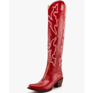Womens Cowgirl Boots Fashion Knee High Western Boots With Classic Embroidery Chunky Block Heels, Size: 8