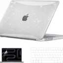 EooCoo Case Compatible with MacBook Pro 14 inch M5 2026-2021 M4 M3 M2 M1 Pro/Max Chip, Hard Shell Cases with Keyboard Cover, Screen Protector - Sparkly Clear