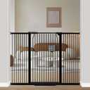 40.5" Extra Tall Baby Gate for Stairs, 57.5"-60.2" Extra Wide Dog Pet Gate No Drill, Narrow Bar Dog Gates Barrier Indoor, Adjustable Tension Safety Gate, Auto Close No Climb Fence Black