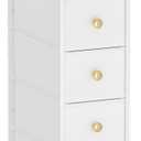 GiftGo Narrow Dresser Cabinet Vertical Slim Dresser Chest of Drawers Skinny Storage Tower for Small Spaces Gaps Closet Bedroom Bathroom Small Fabric Drawer Unit (White, 5 Drawers)