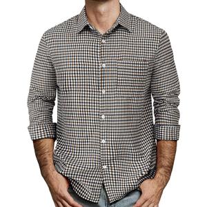 Mens Gingham Button Down Shirt Long Sleeve Dress Shirts Business Casual Shirts with Pockets (M)
