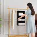 Hanging Closet Organizer - 3-Shelf, Easy Mount Foldable Wardrobe Storage Shelves for Clothes, Handbags, Shoes & Accessories - Washable Oxford Cloth Fabric, Black