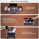 FRENESSA 3 in 1 Rolling Makeup Train Case Professional Cosmetic Trolley Large Storage with Keys Swivel Wheels Salon Barber Case Traveling Cart Trunk for Make Up Hairstylists Nail Tech, Vintage Black (EXP 02/04/26)