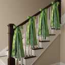 2 x Large Christmas Wreath Sash Decoration 27.5", 7 Multi-Ribbon Holiday Tree Topper with Santa Snowflake Pattern, Metal Clip Front Door Wall Decor Indoor Outdoor