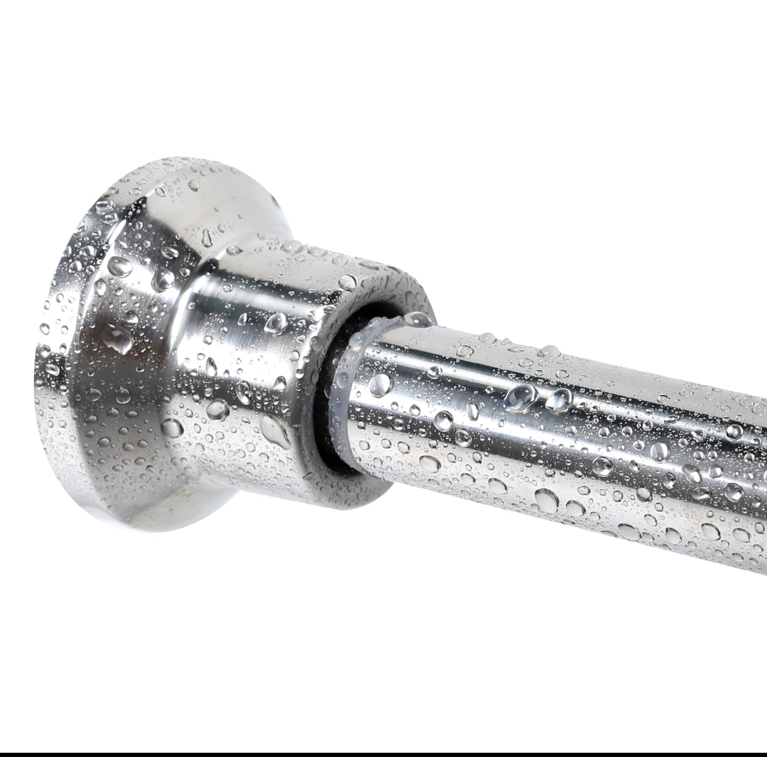 Chrsouly Shower Curtain Rod, 40-72 Inches Adjustable Shower Rod Tension, Never Rust Shower Rods for Bathroom, Premium Stainless Steel, Non-Slip Shower Curtain Rods Tension Spring No Drill, Silver