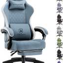 GTPLAYER Gaming Chair, Computer Office Chair with Pocket Spring Cushion, Linkage Armrests and Footrest, High Back Ergonomic Computer Chair with Lumbar Support Task Chair with Footrest (Light Blue)