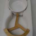 Elevated Ceramic Dog Bowl Set - Raised Feeding Bowls with Non-Slip Bamboo Stand - Small Pet Dishes for Food and Water - Ideal for Cats and Puppies - 16.23 OZ - 2 Cups - 480 ML (White)