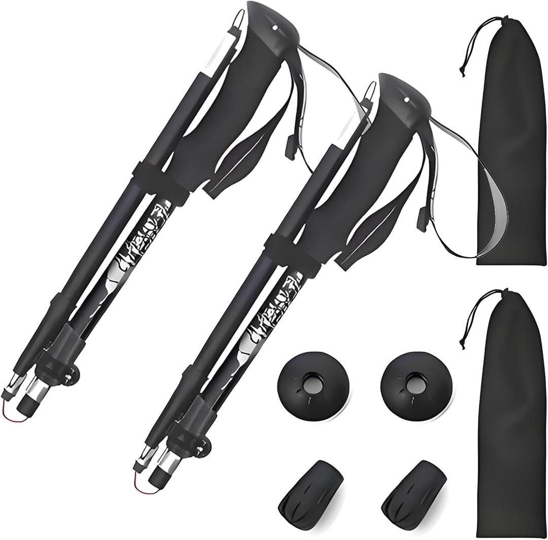 Aluminum Collapsible Ultralight Travel Trekking Hiking Poles Djustable Height Lightweight Walking Sticks with Quick Lock System, Telescopic, Camping for Men and Women