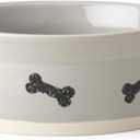 PetRageous 17002 Classy Bones Two-Tone Stoneware Dishwasher-Safe Dog Bowl 1.5-Cup Capacity 5-Inch Diameter 2-Inch Tall for Extra Small Dogs or Small Dogs and Cats, Grey