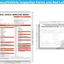 Annual Vehicle Inspection Report Form and Label, 25-Pack 3-Layer Vehicle Inspection Forms, 2-Ply Annual Adhesive Vinyl Label