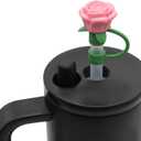 2 x 6 Pcs silicone straw covers with heart & rose design, reusable dust toppers for Stanley cups  perfect Mothers Day gift for mom, wife, sister, grandma, or stepmom.