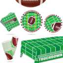 Football Party Supplies Kit - Serve 25, Includes Dinner & Dessert Plates, Napkins, Cups, Tablecloth - Perfect for Football Birthday & Gameday Tailgate Parties