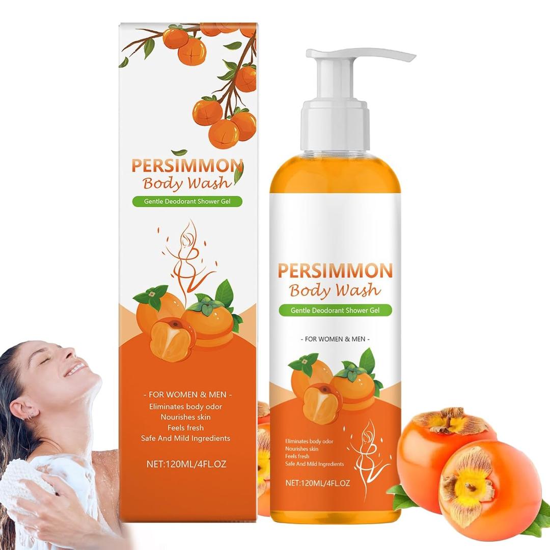 Persimmon Soap for Old People Smell, Persimmon Soap Bar for Body, Purifying Deodorizing Body Wash, Japanese Natural Body Odor Soap for Women & Men (1, Body Wash)
