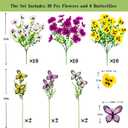Geegoods Extra Full 36 Stems Artificial Pansies Flowers for Outdoor with 6 Pcs Butterflies, UV Resistant Faux Flowers for Hanging Baskets Window Box Porch Garden Summer Decor