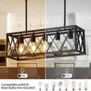 KEESFU Black Farmhouse Kitchen Island Lighting, 5 Lights Pendant Lighting Fixtures, Adjustable Height, Industrial Dining Room Light for Living Room Foyer Dining Table Over Sink
