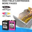 Remanufactured Ink Cartridges Replacement for HP 65XL 65 XL Ink Cartridge for Envy 5055 5052 5058 DeskJet 3755 2652 2655 3722 3723 3752 3758 3730 3720 3700 2622 2655 Printer (1 Black, 1 Color)