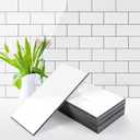 Vamos Tile 100-Piece Glossy Pure White Peel and Stick Backsplash Tile,3''x6'' PVC Subway Tile with Dark Gray Grout,Stick on Backsplash for Kitchen/Bathroom/Fireplace